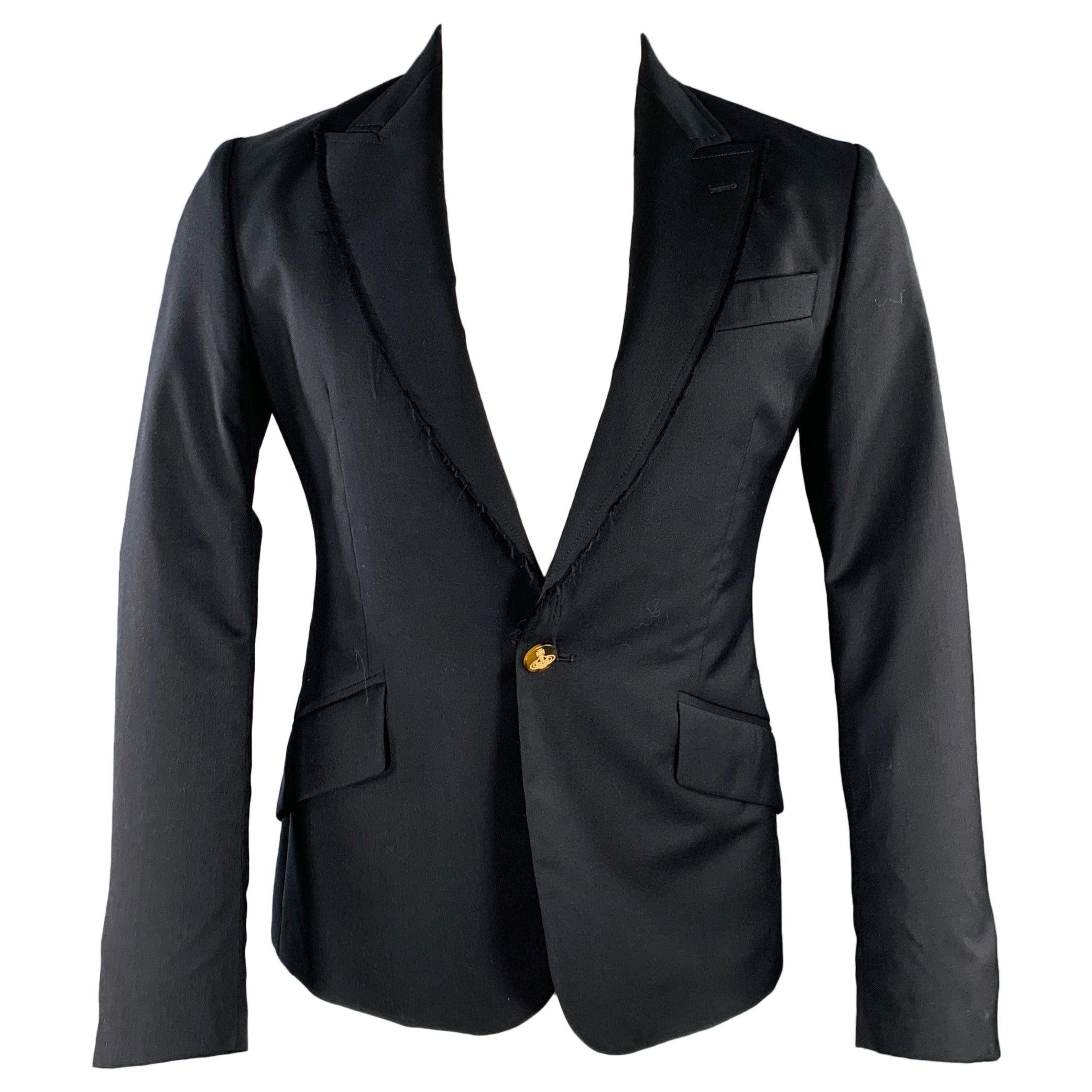 VIVIENNE WESTWOOD Size 36 Black Wool Single Breasted Sport Coat For Sale