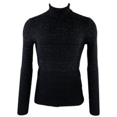 John Varvatos Size S Black White Heather Cashmere Turtleneck Sweater