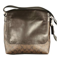 COACH Brown Logo Coated Canvas Leather Crossbody Bag