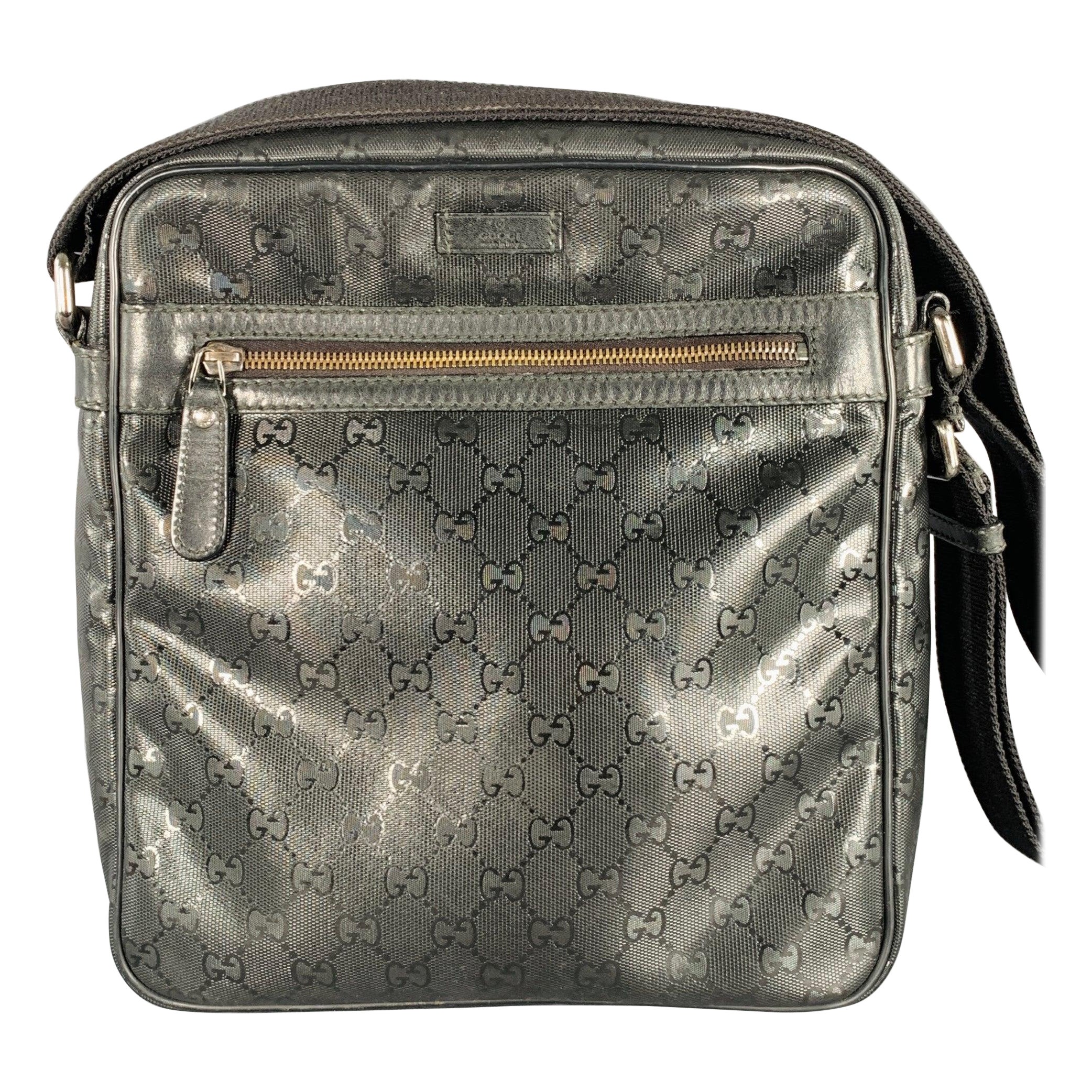 GUCCI Black Logo Monogram Nylon Crossbody Bag