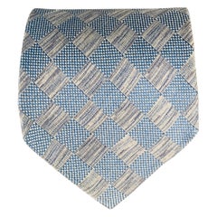 ERMENEGILDO ZEGNA Corbata jacquard de lino y seda a cuadros azules