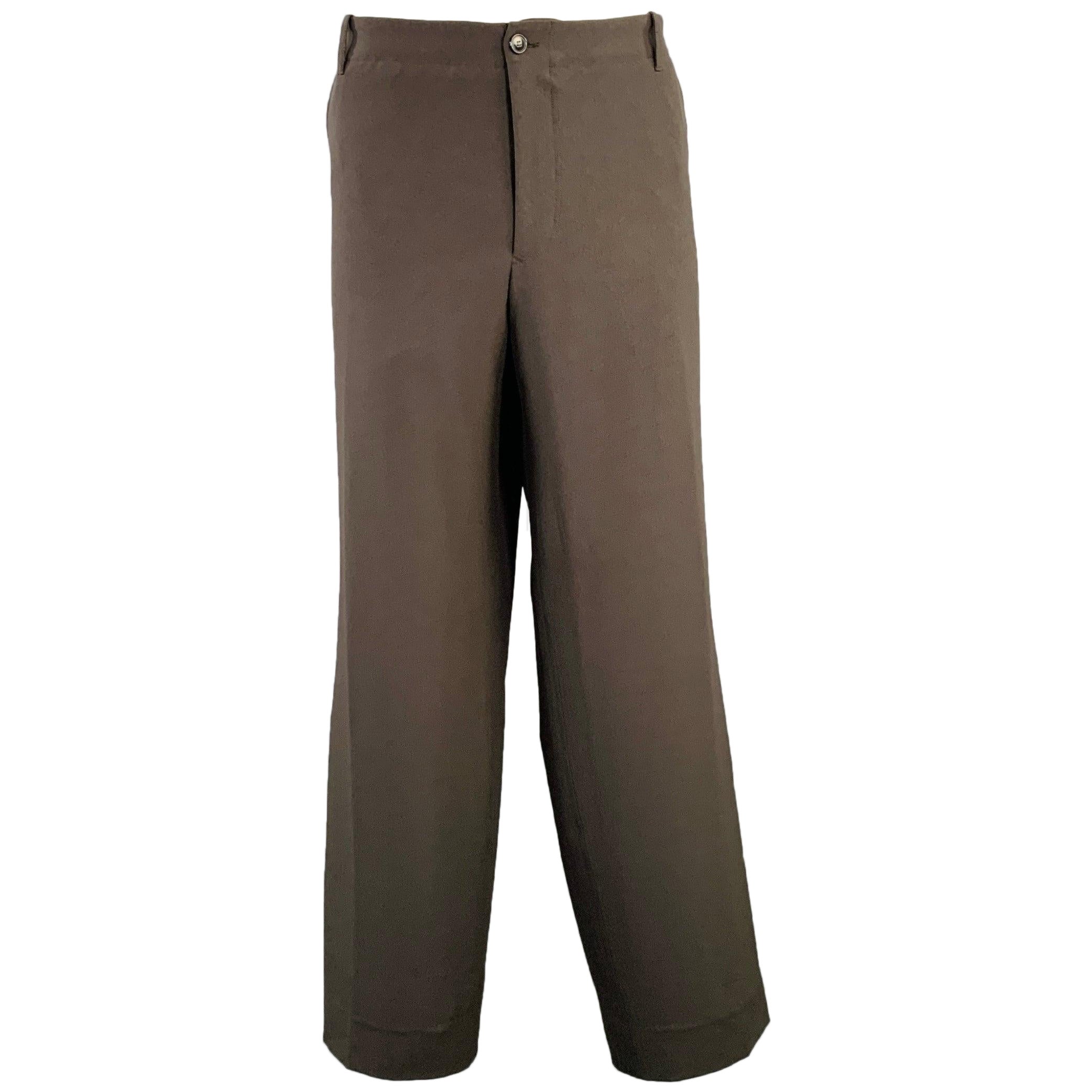 GIORGIO ARMANI Size 40 Grey Charcoal Polyester Flat Front Dress Pants For Sale