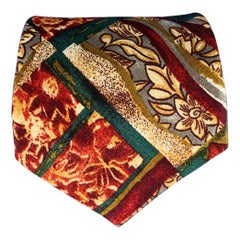 ERMENEGILDO ZEGNA Corbata de seda abstracta verde burdeos