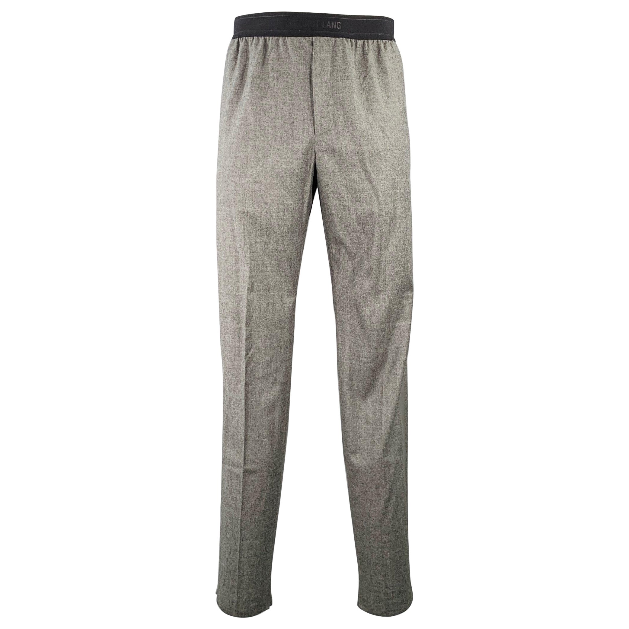 Pantaloni casual in lana vergine HELMUT LANG Taglia L Grigio Erica a righe