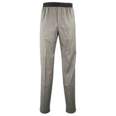 HELMUT LANG Pantalon décontracté en laine vierge grise à rayures