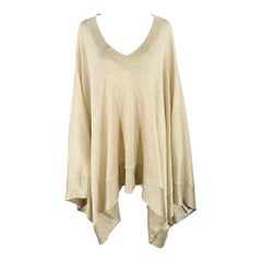 MISSONI Size 6 Gold Metallic Viscose Blend Knit Poncho Sweater