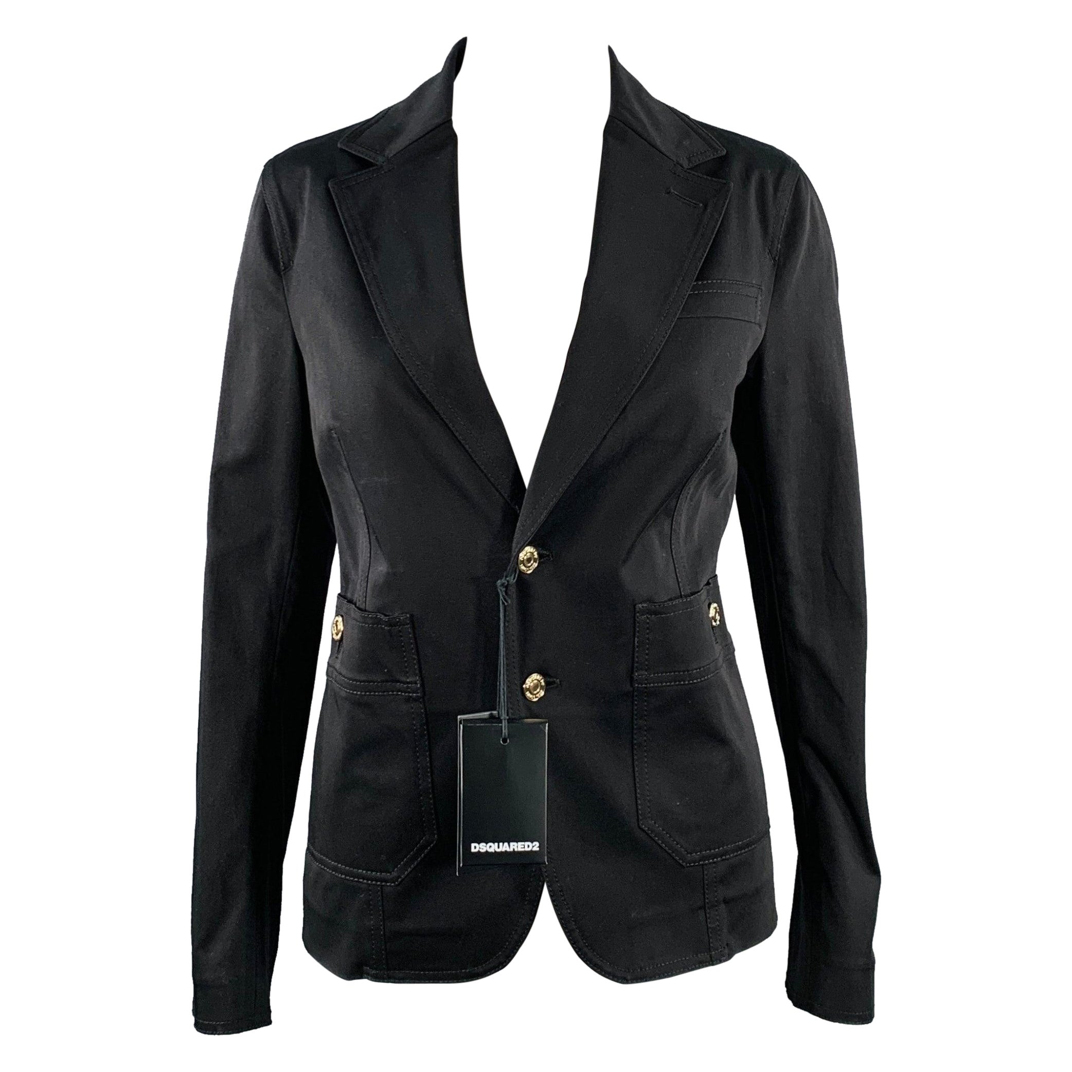 DSQUARED2 Giacca monopetto in misto cotone nero taglia 8 in vendita