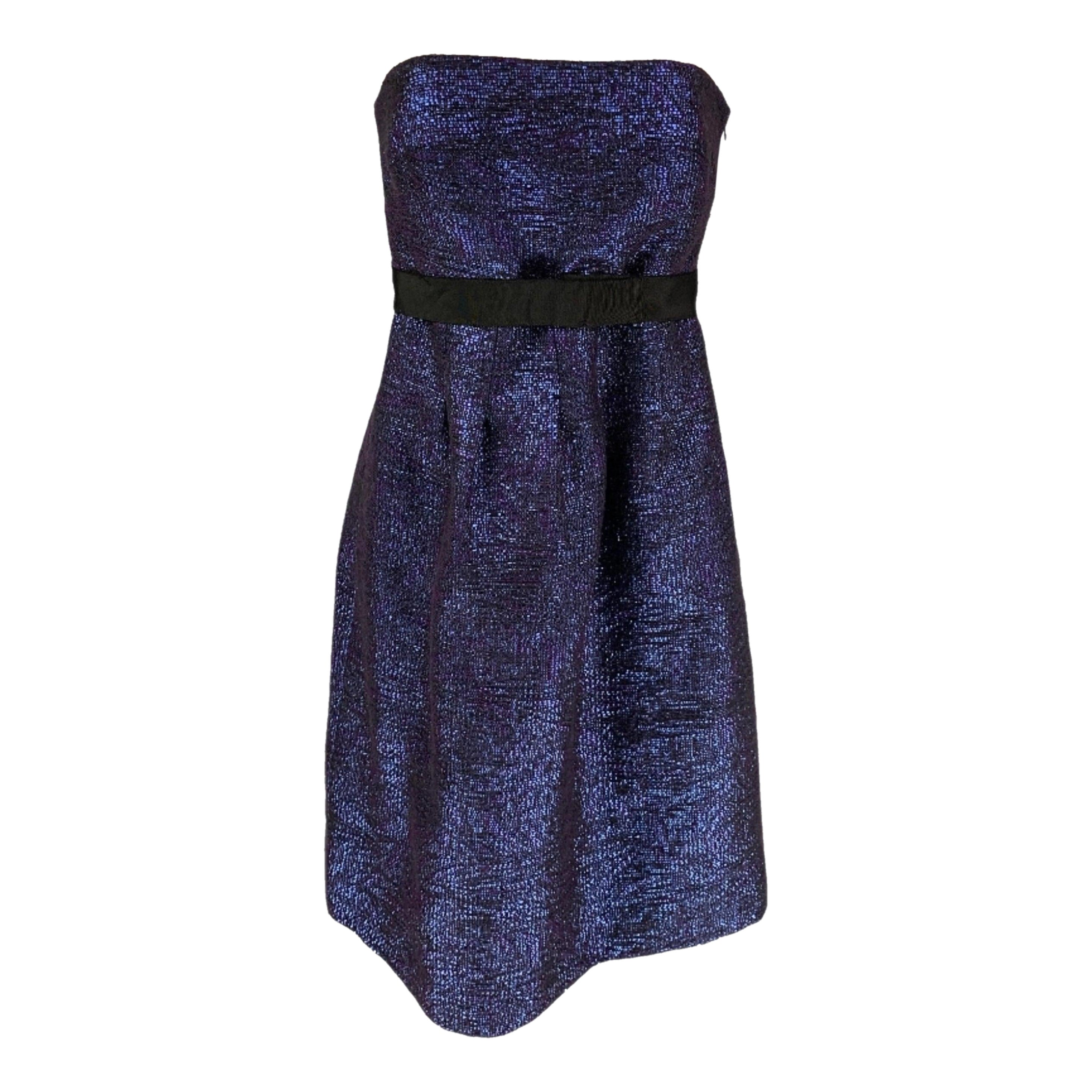 LELA ROSE Talla 6 Azul Negro Acrílico Tejido Vestido de cóctel sin tirantes en venta