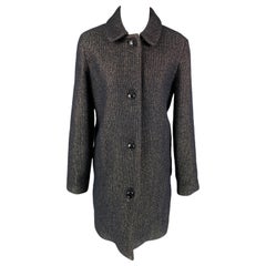 A.P.C. Size 6 Black Gold Wool Blend Metallic Buttoned Coat