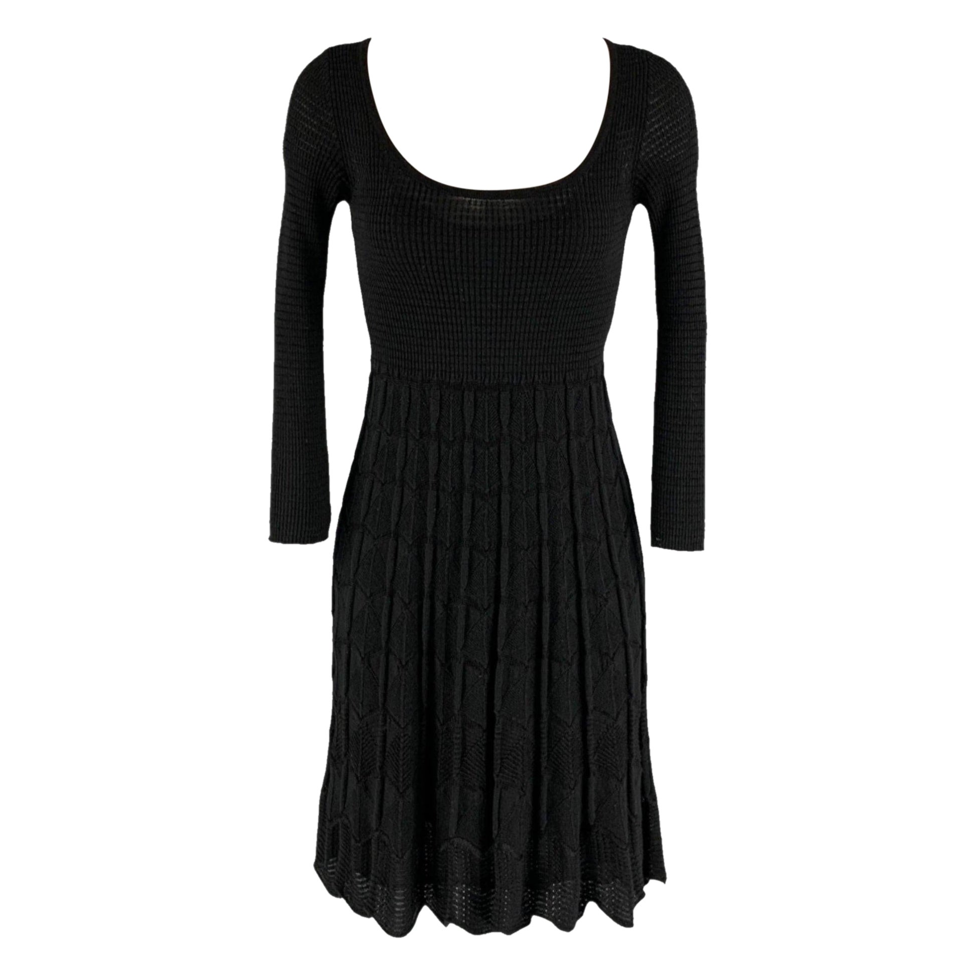 M MISSONI Size 6 Black Knit A-Line Dress For Sale