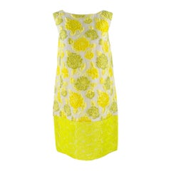 GIAMBATTISTA VALLI Size S Yellow Beige Polyester Blend Floral Sleeveless Dress