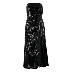 PRABAL GURUNG Größe 2 Schwarzes trägerloses Kleid aus Polyester mit Paillettenbesatz