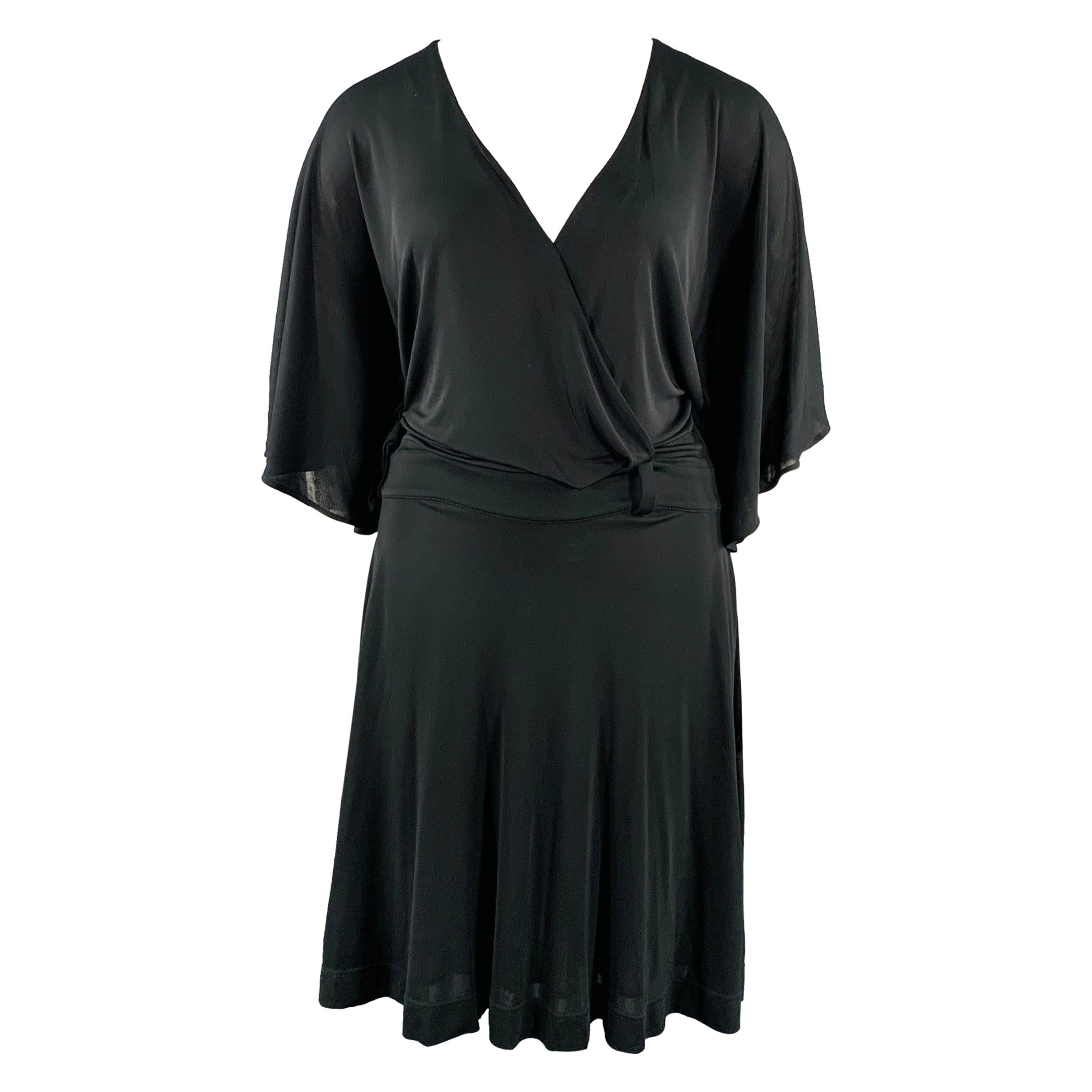 GUCCI, robe midi à col en V en viscose noire, taille L