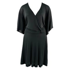 GUCCI Size L Black Viscose V-Neck Midi Dress