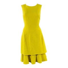 Oscar De La Renta Taglia 6 Abito da cocktail a righe in crepe giallo neon
