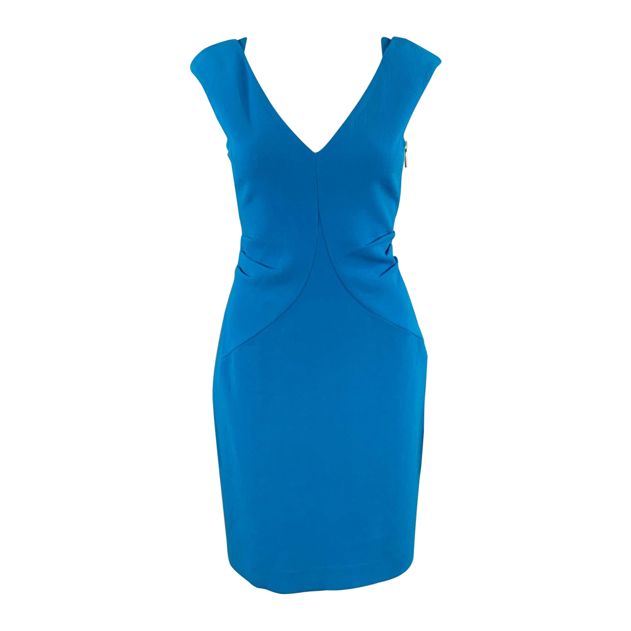 EMILIO PUCCI Size 8 Blue Crepe V-Neck Cocktail Dress