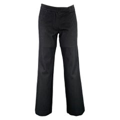 ANN DEMEULEMEESTER Size 6 Black Cotton Textured Flat Front Casual Pants
