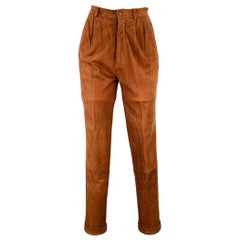 RALPH LAUREN Size 4 Brown Suede Pleated Casual Pants