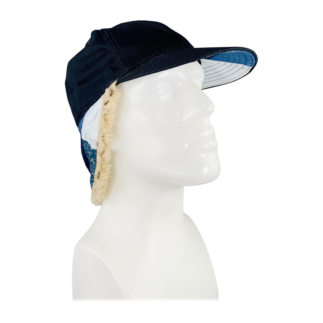 KAPITAL Size 7 1/2 Indigo Mixed Fabrics Patchwork Cotton Hat