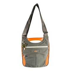 TUMI - Sac de messager en cuir de nylon gris orangé à blocs de couleur