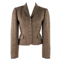 RALPH LAUREN Size 4 Tan Multi Color Wool Herringbone Jacket Blazer