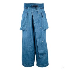 Kapital Taglia M Pantaloni casual in cotone lavato indaco con coulisse in vita