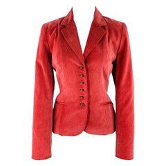 Elie Tahari Taglia 8 Giacca Blazer in misto cotone rosso con risvolto a tacche