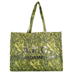 A.P.C. Green Black Tropical Leaves Baumwolltasche aus Segeltuch
