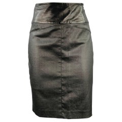 ROBERT RODRIGUEZ Size 8 Black Cotton Blend Leather Pencil Skirt