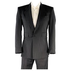 DOLCE & GABBANA Size 42 Black Grey Pinstripe Polyester Blend Suit