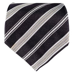 ERMENEGILDO ZEGNA Corbata de Jacquard de Seda a Rayas Diagonales Azul Marino Claro