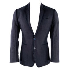 DOLCE & GABBANA Size 36 Navy Linen Notch Lapel Jacket