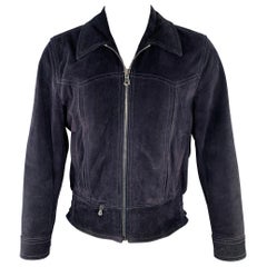 DOLCE & GABBANA Giacca da lavoro con zip in pelle di vitello nera Taglia 38