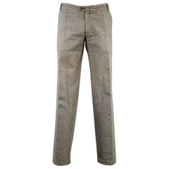 DANIELE ALESSANDRINI Taille 34 Pantalon habillé en sergé de coton gris à devant plat