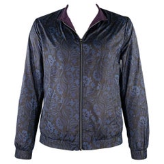 ETRO Size L Blue Black Multi Color Polyester Reversible Jacket