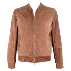 BRUNELLO CUCINELLI Größe L Brown Perforierte Bomberjacke aus Wildleder