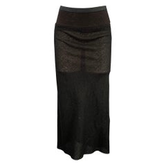 RICK OWENS Größe 6 Schwarzer Midirock aus Wollmischung mit Rohkante