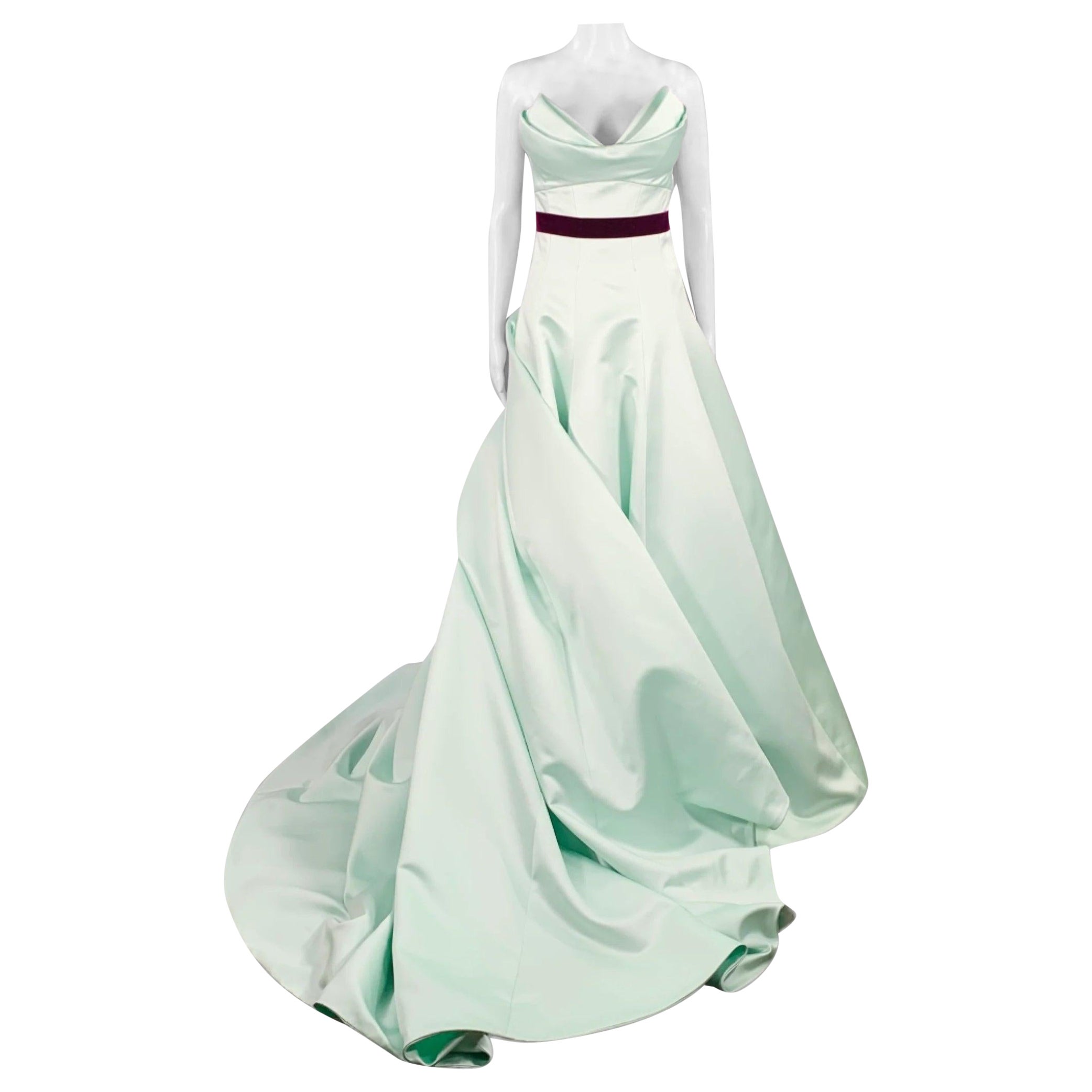 Abito da sera senza spalline MONIQUE LHUILLIER Taglia 6 Viola Menta in vendita