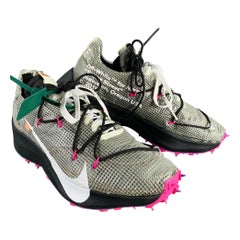 OFF-WHITE Size 13.5 Vapor Street Black Pink Color Block Lace-Up Sneakers