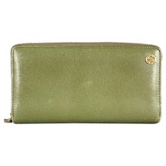 GUCCI Green Leather Zip Wallet