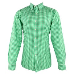 Chemise à manches longues Ralph Lauren en coton vichy vert et blanc, taille M