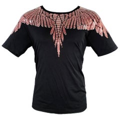MARCELO BURLON Size XS Black Red Cotton Beaded Wings T-shirt