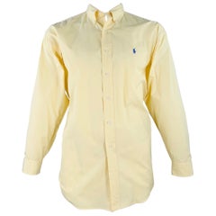 RALPH LAUREN - Camicia a maniche lunghe con bottoni in cotone giallo taglia XL