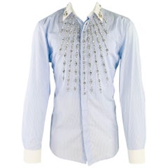 BURBERRY, chemise à manches longues en coton à rayures bleues et blanches, taille M
