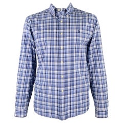 RALPH LAUREN Size XXL Blue Grey Plaid Cotton Button Down Long Sleeve Shirt