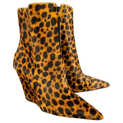 STUART WEITZMAN Size 7 Brown Black Calf Hair Animal Pointed Toe Boots