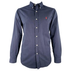 RALPH LAUREN Size L Navy Cotton Button Down Long Sleeve Shirt