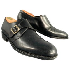 Used SALVATORE FERRAGAMO Size 8 Black Leather Monk Strap Loafers
