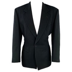 RICHARD TYLER Size 40 Black Crepe Wool Single Button Sport Coat