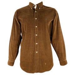 RALPH LAUREN Size XL Brown Corduroy Cotton Button Down Long Sleeve Shirt